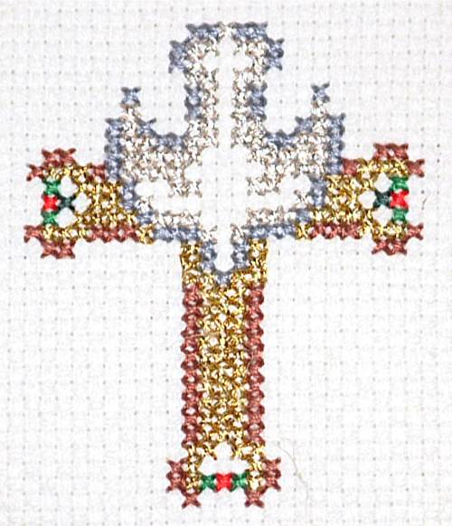  (Gold Christian Cross in The ofm of Tree) Patterned